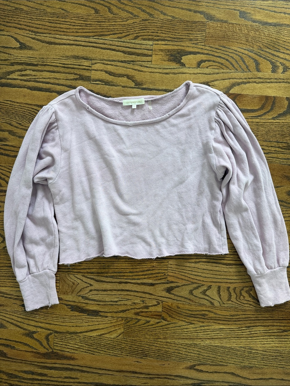 LoveShackFancy Light Purple Pink Cropped Sweatshirt Size XS
